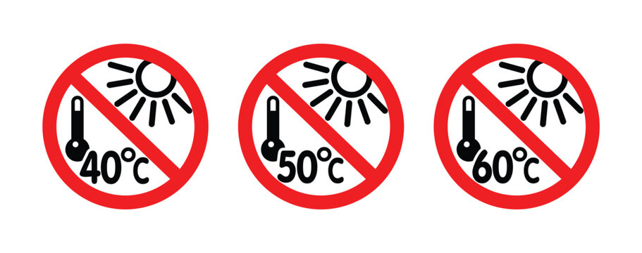 simple classic do not expose to high heat symbols vector set on transparent background