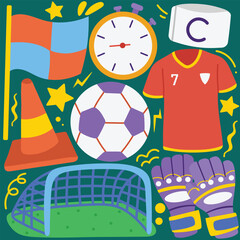 hand drawn football theme vector pack