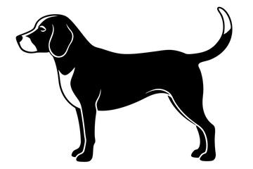 Beagle Silhouette Vector Illustration of a Dog Sniffing with Nose to the Ground