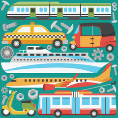 vector pack of public vehicles. suitable for promotional media