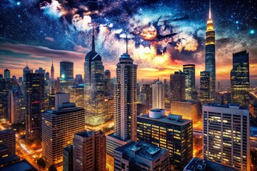 Fototapeta premium Night Cityscape Music Background, Urban Soundscape, Dark City Nights, Electronic Music, Ambient Sounds, Night Photography, City Lights, Music Production, Audio Background, Royalty Free Music
