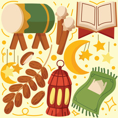 hand drawn islamic theme vector pack elements