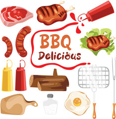 hand drawn barbecue theme vector pack