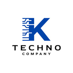 letter K logo with technology theme. futuristic logo template for technology company.