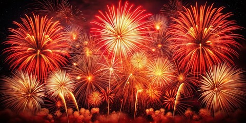 Vintage Fireworks PNG, Red Holiday Celebration, Isolated Firework Images, Retro Festive Backgrounds, Colorful Pyrotechnics