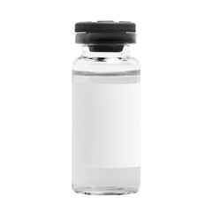 Png injection vial glass bottle with white label mockup