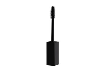 Obraz premium A sleek black mascara tube with a long wand, designed for easy application.