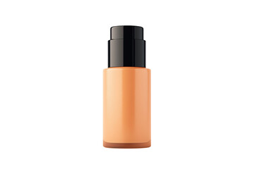 Obraz premium A sleek, modern bottle of liquid foundation in a soft peach hue with a black cap, designed for easy application.