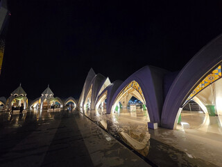 Bandung, West Java, Indonesia, November 30th 2024. The facade of Al Jabbar Mosque in the night.