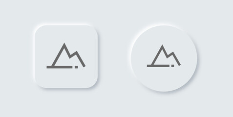 Mountain line icon in neomorphic design style. Adventure signs vector illustration.
