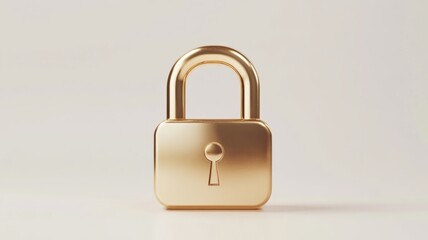 Naklejka premium Secure your future golden padlock symbolizing safety and protection minimalist design studio environment close-up view