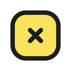 Obraz premium A simple yellow square button featuring a black X signifying closure or cancellation.