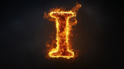 A fiery letter I burns bright against a dark background.  The image showcases a bold and impactful design.