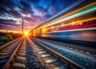 Obraz premium Night Train Photography: Tracks, Lights, and Speed - Stunning Railway Images