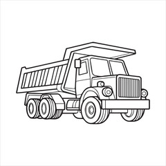 black and white drawing of a dump truck