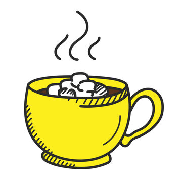 yellow mug hot chocolate marshmallows clip art preview