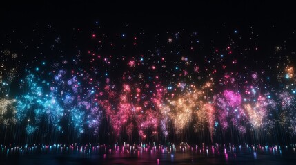 Fototapeta premium Captivating Display of Colorful Fireworks in Night Sky