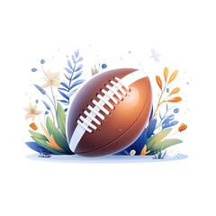 Flat style illustration of an American football ball isolated on a white background. cutout png