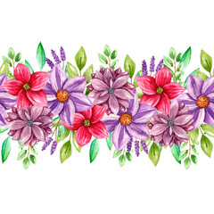 Watercolor seamless pattern of flowers