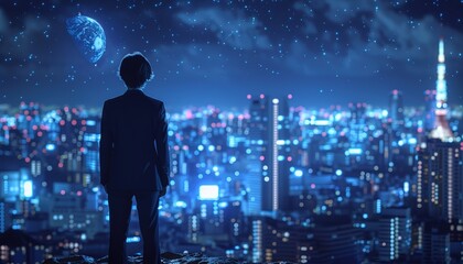 Fototapeta premium Vector abstract image of businessman in suit 