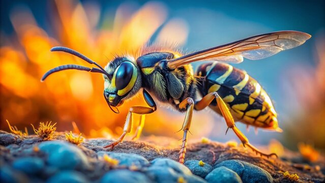Wasp Insect Photography: Close-up Macro Image of Apocrita Hymenoptera