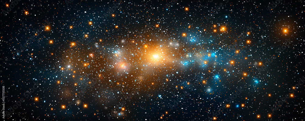 Wall mural space background with stardust and shining stars. realistic colorful cosmos with nebula and milky wa