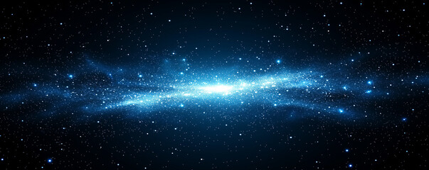 Obraz premium Space background with stardust and shining stars. Realistic colorful cosmos with nebula and milky way. Blue galaxy backdrop. Beautiful outer space. Infinite universe. 