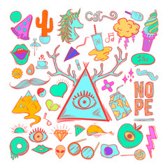 Naklejka premium Png cool doodle social media story sticker set