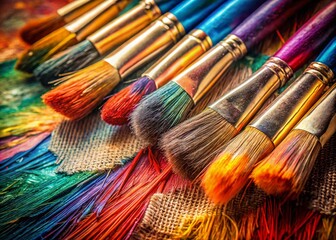 Obraz premium Paintbrush Canvas Portrait Photography: Artistic Still Life Image