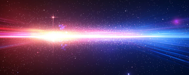 Obraz premium Space background with stardust and shining stars. Realistic colorful cosmos with nebula and milky way. Blue galaxy backdrop. Beautiful outer space. Infinite universe. 