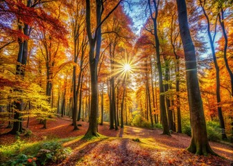 Painterly Trees: High-Resolution Landscape Photography, Deep Focus, Autumnal Forest, Nature Painting Inspiration