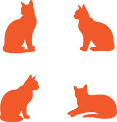 Silhouette cat icons set collection vector art illustration 