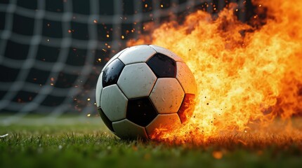 Fototapeta premium Flaming Soccer Goal