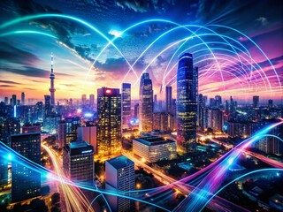 Fototapeta premium Wireless Power Double Exposure: Futuristic Energy Transfer, Abstract Technology, Charging Innovation, Wireless Charging Photography