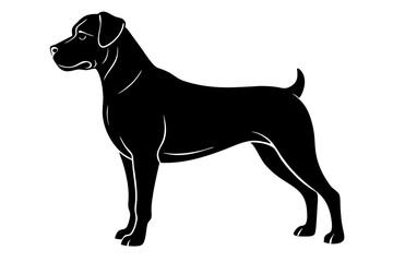 Rottweiler Silhouette Vector Illustration of a Strong Dog Standing Firmly