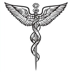 Obraz premium Caduceus medical symbol with wings.