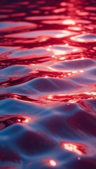 Abstract image of water reflecting sunset colors creating a dynamic, vibrant red and blue texture.