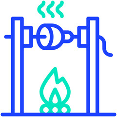 Medieval fire roasting Vector Icon Design Illustration