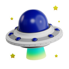 3D Icon of UFO. 3D Illustration of Space. Futuristic Space Exploration. Modern Space Icons. Journey to outer space