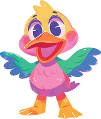 illustration of a cheerful, vibrant-colored duck, perfect for a children's theme