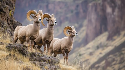 Bighorn sheep family. Generative AI