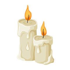 Candle in cartoone style. Flat vector illustration isolated on white background.
