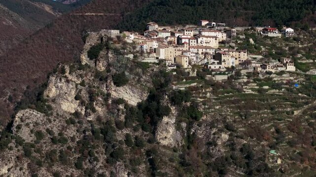Drone view of the Mount Brune in the Alpes Maritimes in France