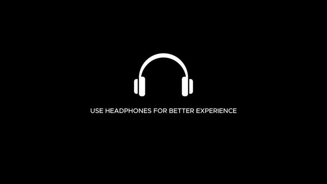 4K Animation of use headphones for better experience icon on black background. 4K resolution animation suggests using headphones for a better experience stock video