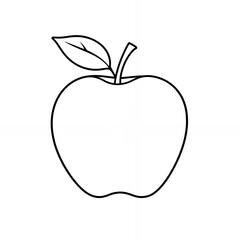 A simple line art illustration of an apple with a leaf, ideal for various design projects.