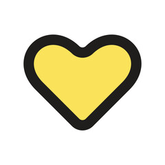 The image shows a small pixelated yellow heart icon on a dark gray background representing love or affection.