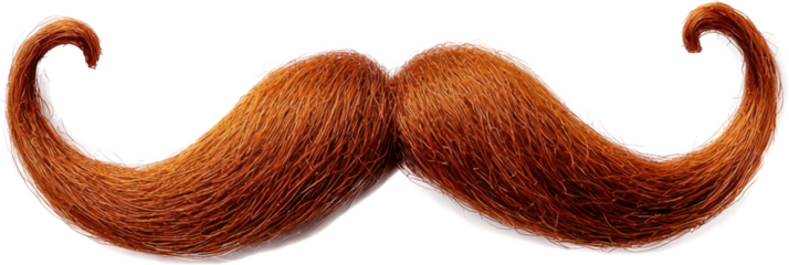 Whimsical brown mustache on a transparent background.