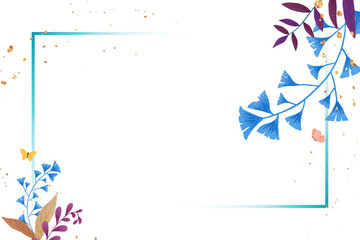 Obraz premium Blue ginkgo leaves png frame design