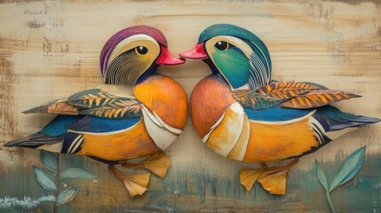 Mandarin Duck pair. Generative AI