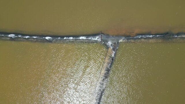 Aerial view of a saltern in Las Calderas near Ban&iacute; in the Peravia province of the Dominican Republic
